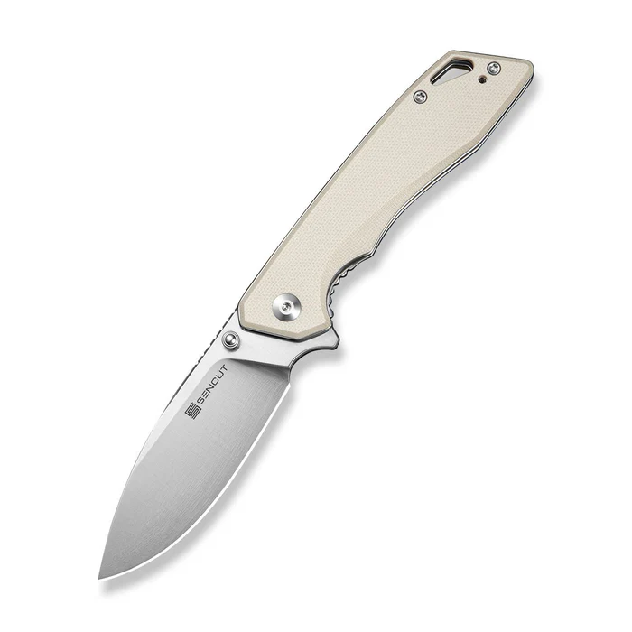 Stratex Flipper & Thumb Stud Knife Ivory G10 Handle (3.17"" Satin Finished 9Cr18MoV Blade)