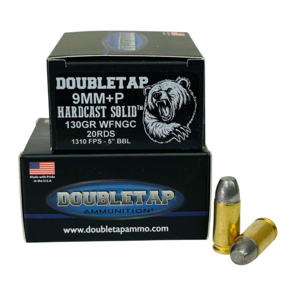 Double Tap Hardcast Solid Handgun Ammunition 9mm Luger(+P) 130gr HC 1310 fps 20/ct
